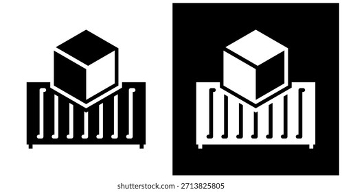 Ícone De Containerização Definido Em Plano De Fundo Branco E Preto
