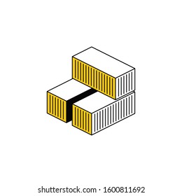 Containers cargo logistics. Vector line, 3d stroke isometric, color web icon, new flat style. Creative illustration design, abstract idea for infographics.