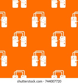Containers connected with tubes pattern repeat seamless in orange color for any design. Vector geometric illustration