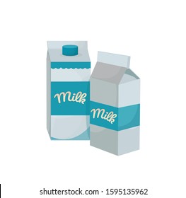 containers with cow's milk vector illustration