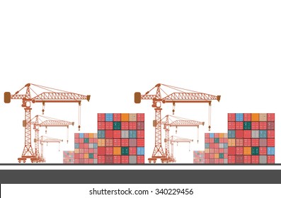 containers, high-altitude crane with a container, sea port