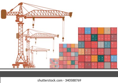containers, high-altitude crane with a container, sea port