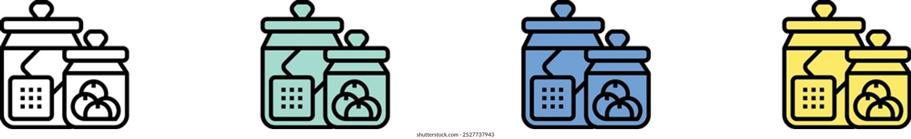 containers icon. Outline, Green, Blue and Yellow Style Design Isolated On White Background