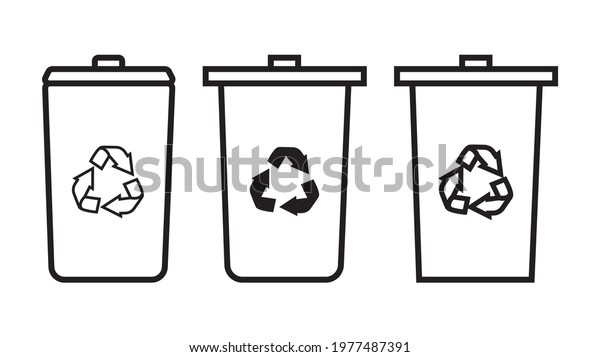 Containers icons for various garbage.\
Recycling of garbage items. Vector\
illustration.