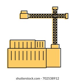 containers and industrial crane icon