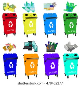 Containers Recycling Waste Types Segregation Recycling Stock Vector 