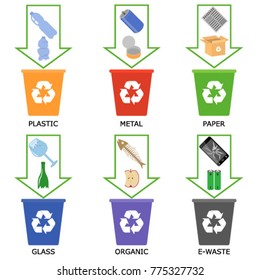 Containers for separate waste garbage recycling vector icons