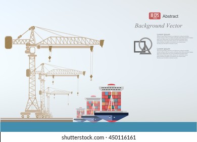 containers ship, high-altitude crane with a container, sea port