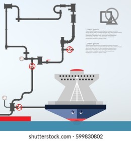Containers ship. Port. Pipeline.