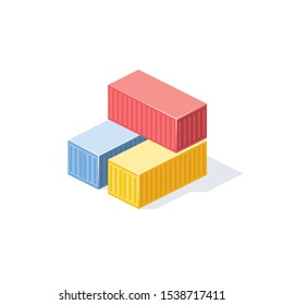 Containers vector 3d isometric, color web icon, new flat style. Creative illustration design, idea for infographics.