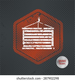 Container,stamp design on old dark background,grunge concept,vector