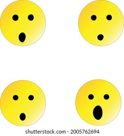 contains emoticons with surprised or amazed expressions, contains 4 different expressions