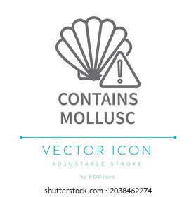Contains Mollusc Line Icon. Shellfish Allergy Warning Food Vector Symbol.