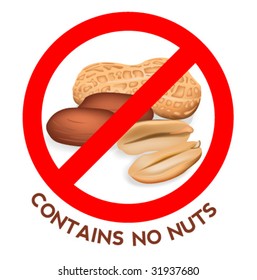 Contains No Nuts - Peanut Warning - Vector Illustration