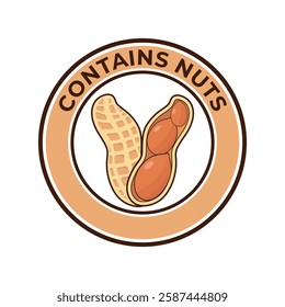 Contains nuts free badge or logo vector template.