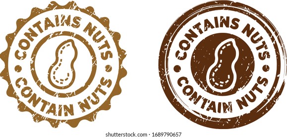 Contains Nuts stamps. Circle shape. Vector file. Grunge texture.