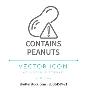 Contains Peanuts Line Icon. Nut Allergy Warning Food Vector Symbol.