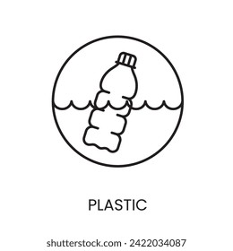 Contiene un icono de vector de línea de agua plástica con un trazo editable para su colocación en el embalaje