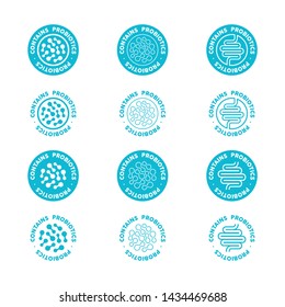 Contains Probiotics Vector Icons Set