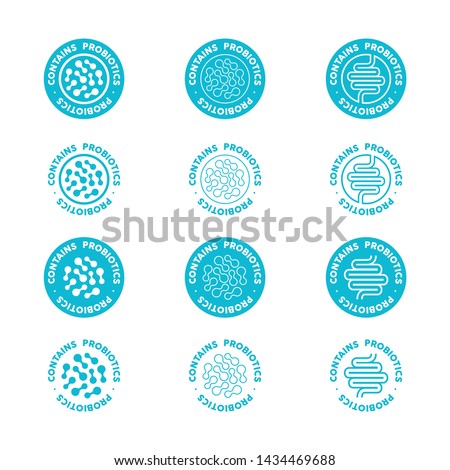 Contains probiotics vector icons set