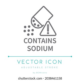 Contains Sodium Line Icon. Salt Allergy Warning Food Vector Symbol.