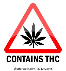 Contains Thc Warning Sign Isolated On White Background, Caution Label That Product May Contains Thc