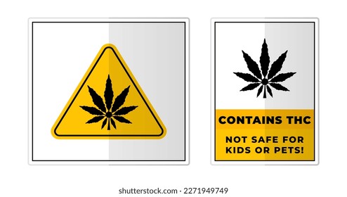 Contiene la Ilustración vectorial de símbolo de etiqueta de advertencia de thc