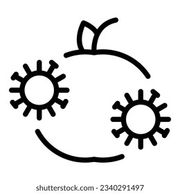 Contaminated apple icon outline vector. Food disease. Flu aroma