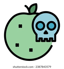 Contaminated apple icon outline vector. Food bacteria. Epidemic flu color flat