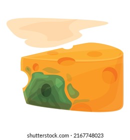 Contaminated cheese icon cartoon vector. Food bacteria. Virus dirty