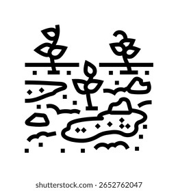 Kontaminierte Kulturen Linie Icon Vektor. Schild für kontaminierte Kulturen. isoliertes Kontursymbol, schwarze Illustration