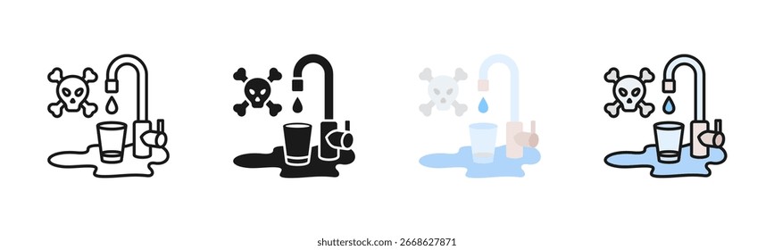 Contaminated Drinking Water Icon Pack In Multiple Styles