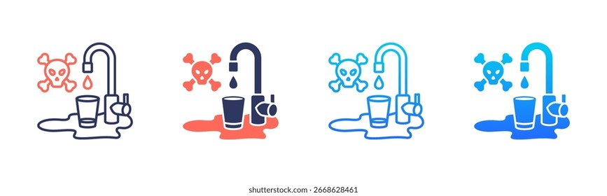 Contaminated Drinking Water Icon Pack In Multiple Styles