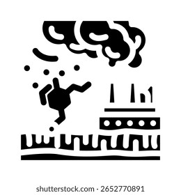 culturas alimentares contaminadas região alta poluição industrial ícone de glifo vetor. culturas alimentares contaminadas região alta poluição industrial sinal. símbolo isolado ilustração