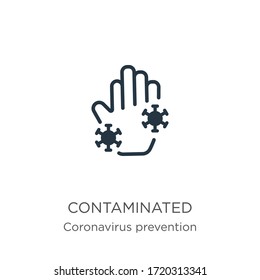 Vector de icono contaminado. Icono moderno contaminado plano de la colección Coronavirus Prevention aislado en fondo blanco. La ilustración vectorial puede utilizarse para el diseño gráfico web y móvil, el logotipo, 