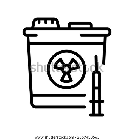 contaminated medical sharp black line icon for digital and print projects.  Minimal clean icons for apps and websites. Modern simple icons for UI UX and branding