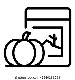 Vector de contorno de icono de calabaza contaminada. Bacterias alimenticias. Enfermedad epidémica