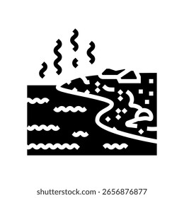 contaminated riverbank glyph icon vector. contaminated riverbank sign. isolated symbol illustration