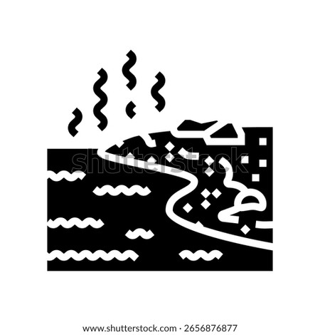 contaminated riverbank glyph icon vector. contaminated riverbank sign. isolated symbol illustration