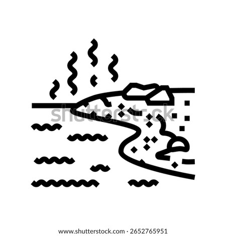 contaminated riverbank line icon vector. contaminated riverbank sign. isolated contour symbol black illustration