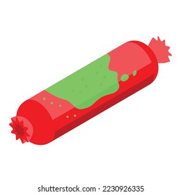 Contaminated sausage icon isometric vector. Inspect control. Meat bacteria