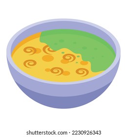 Contaminated soup icon isometric vector. Glass safety. Control meat