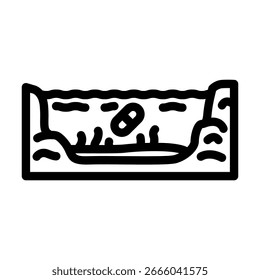 contaminated water source tablets line icon vector. contaminated water source tablets sign. isolated contour symbol black illustration