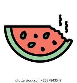 Kontaminierte Wassermelonen-Symbol-Umrandungsvektor. Lebensmittelbakterien. Sicherheitsfarbstoff