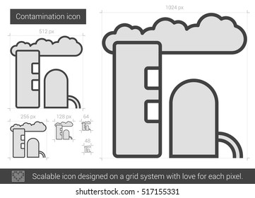 Contamination vector line icon isolated on white background. Contamination line icon for infographic, website or app. Scalable icon designed on a grid system.
