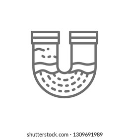 Contamination in water pipe, mud in blocked drain line icon.
