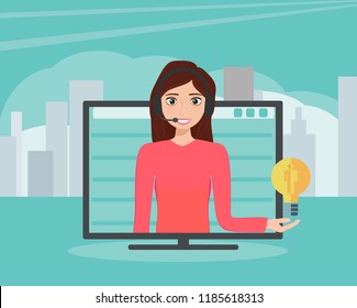 Contaprory concept customer and online technical support 24-7 is possible for web page. ector The online assistant offers virtual help service.