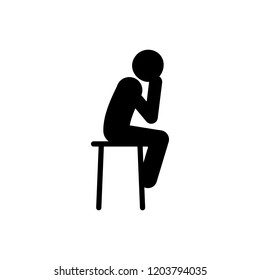 contemplate, man, sit icon. Element of man is sitting icon for mobile concept and web apps. Detailed contemplate, man, sit icon can be used for web and mobile