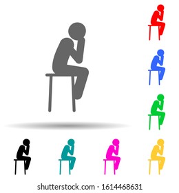 Contemplate, man, sit multi color style icon. Simple glyph, flat vector of man sitting on icons for ui and ux, website or mobile application