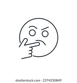 Contemplating a solution.  Vector linear icon isolated on white background.